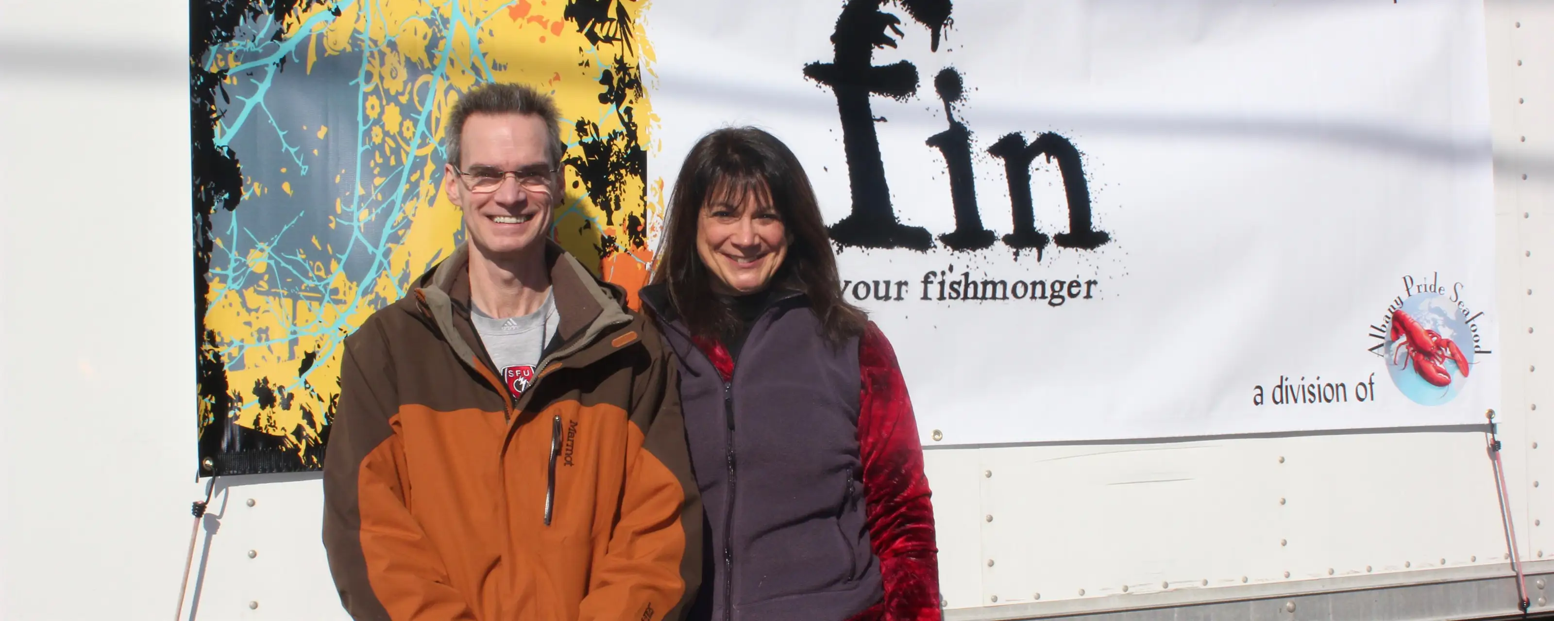 fin founders of fin - your fishmonger standing in front of van